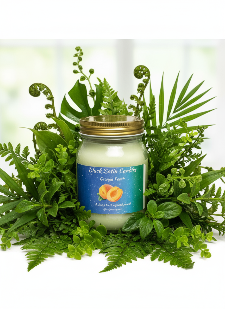 Georgia Peach Scented Candle 16oz Single Cotton Wick Glass Jar