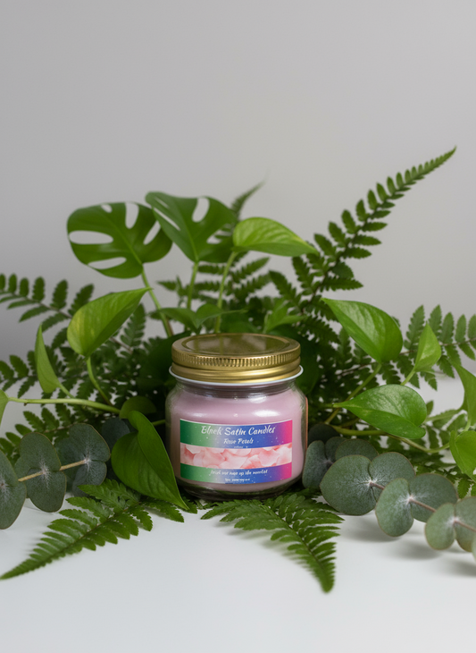 Rose Petals Scented Candle 8oz Single Cotton Wick Glass Jar