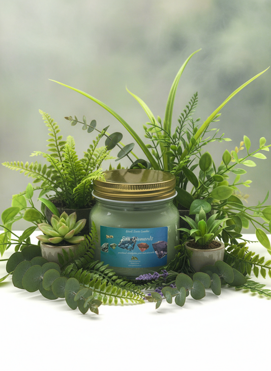 Sea Diamonds Candle 8oz Single Cotton Wick Glass Jar