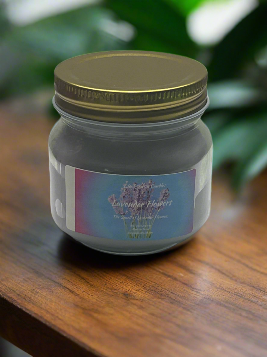 Lavender Flowers 8oz Candle Cotton Wick Glass Jar