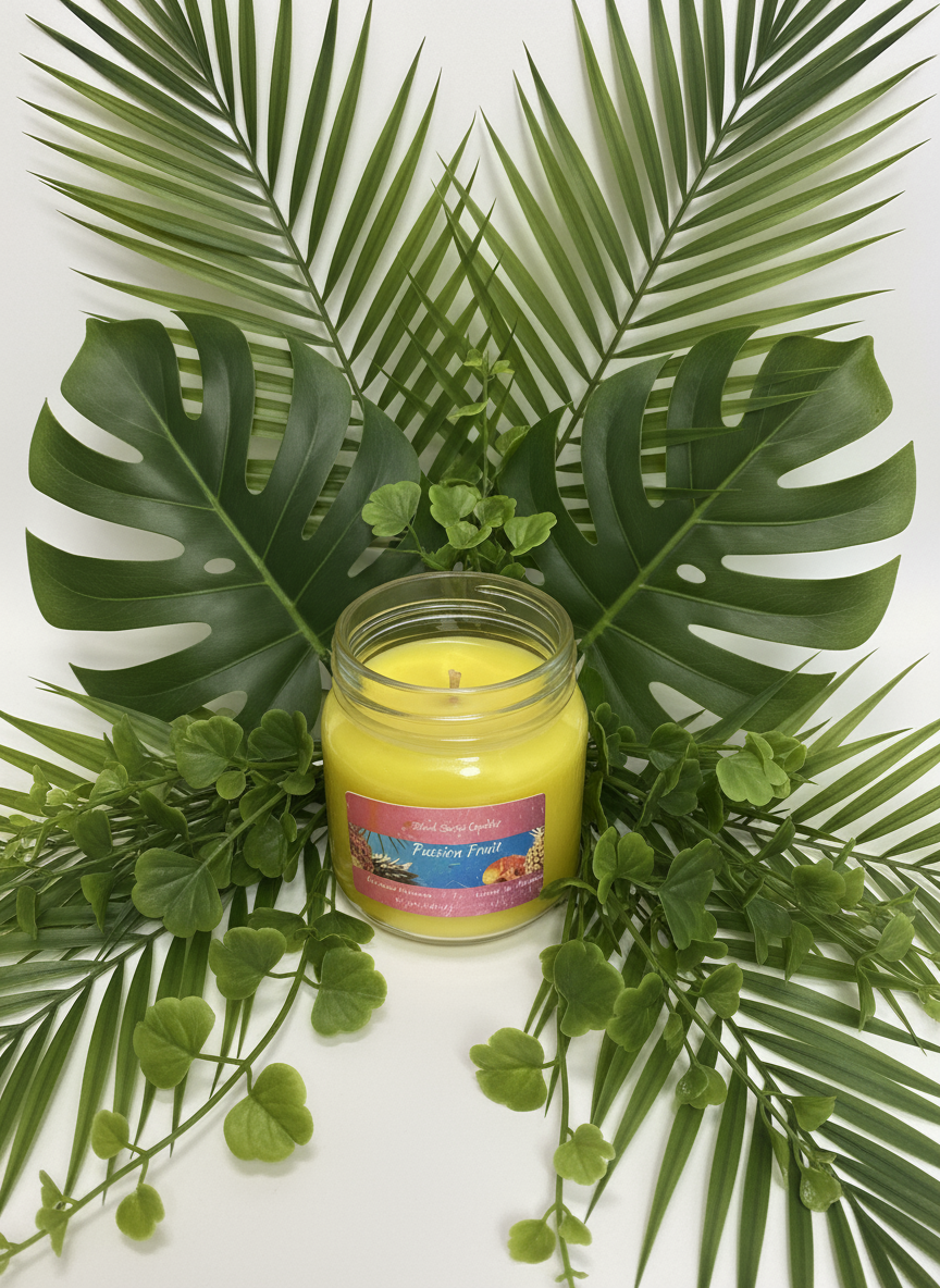 Passion Fruit Scented Candle 8oz Single Cotton Wick Glass Jar