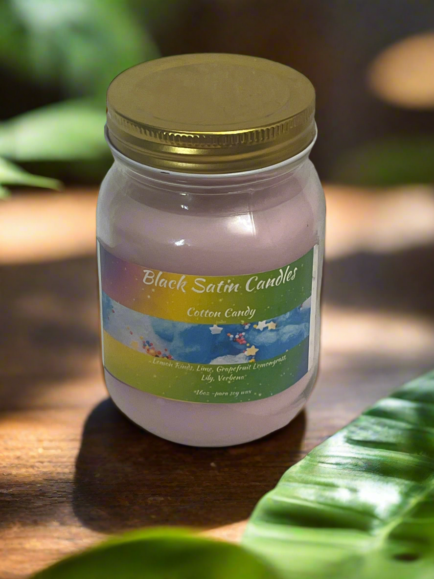 Cotton Candy Scented Candle 16oz Single Cotton Wick Glass Jar