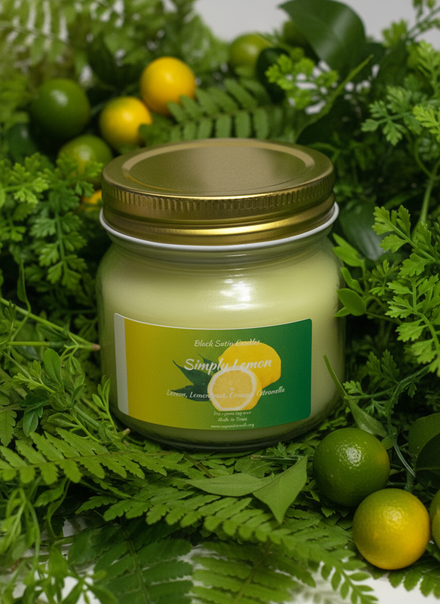 Simply Lemon 8oz Candle Cotton  Wick Glass Jar