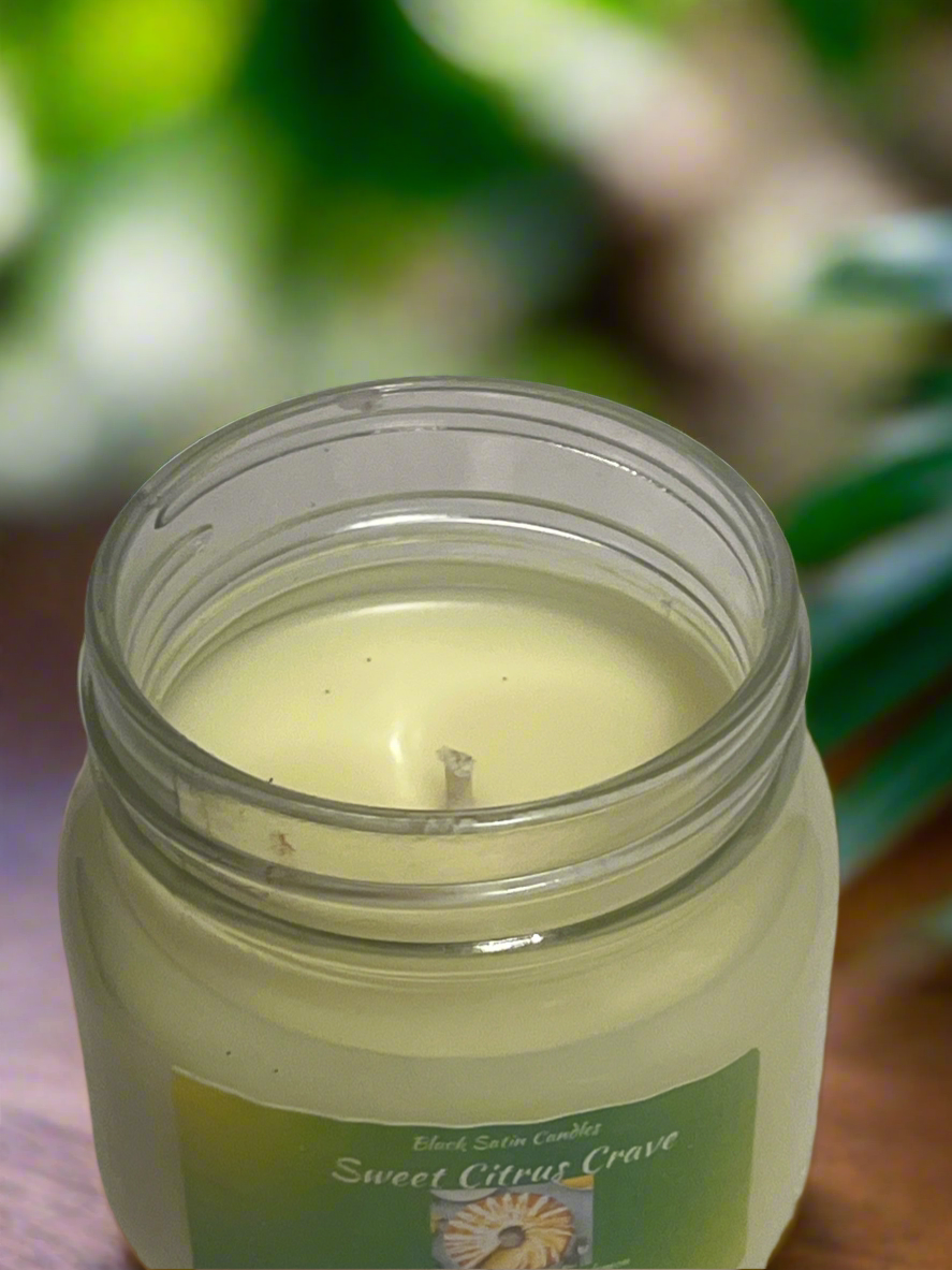 Sweet Citrus Crave Scented Candle 8oz Single Cotton Wickless Glass Jar
