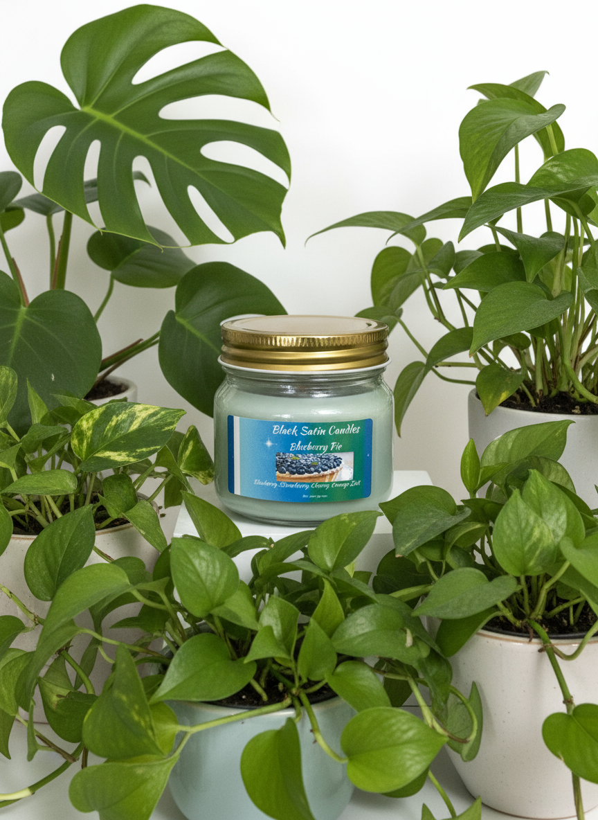 Blueberry Pie Scented Candle 8oz Single Cotton Wick Glass Jar