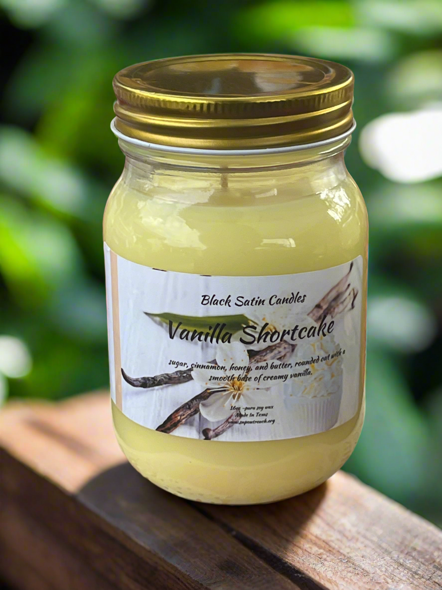 Vanilla Shortcake 16oz Candle Cotton Wick Glass Jar