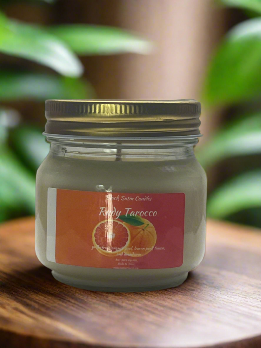 Rudy Tarocco 8oz Candle Cotton Wick Glass Jar