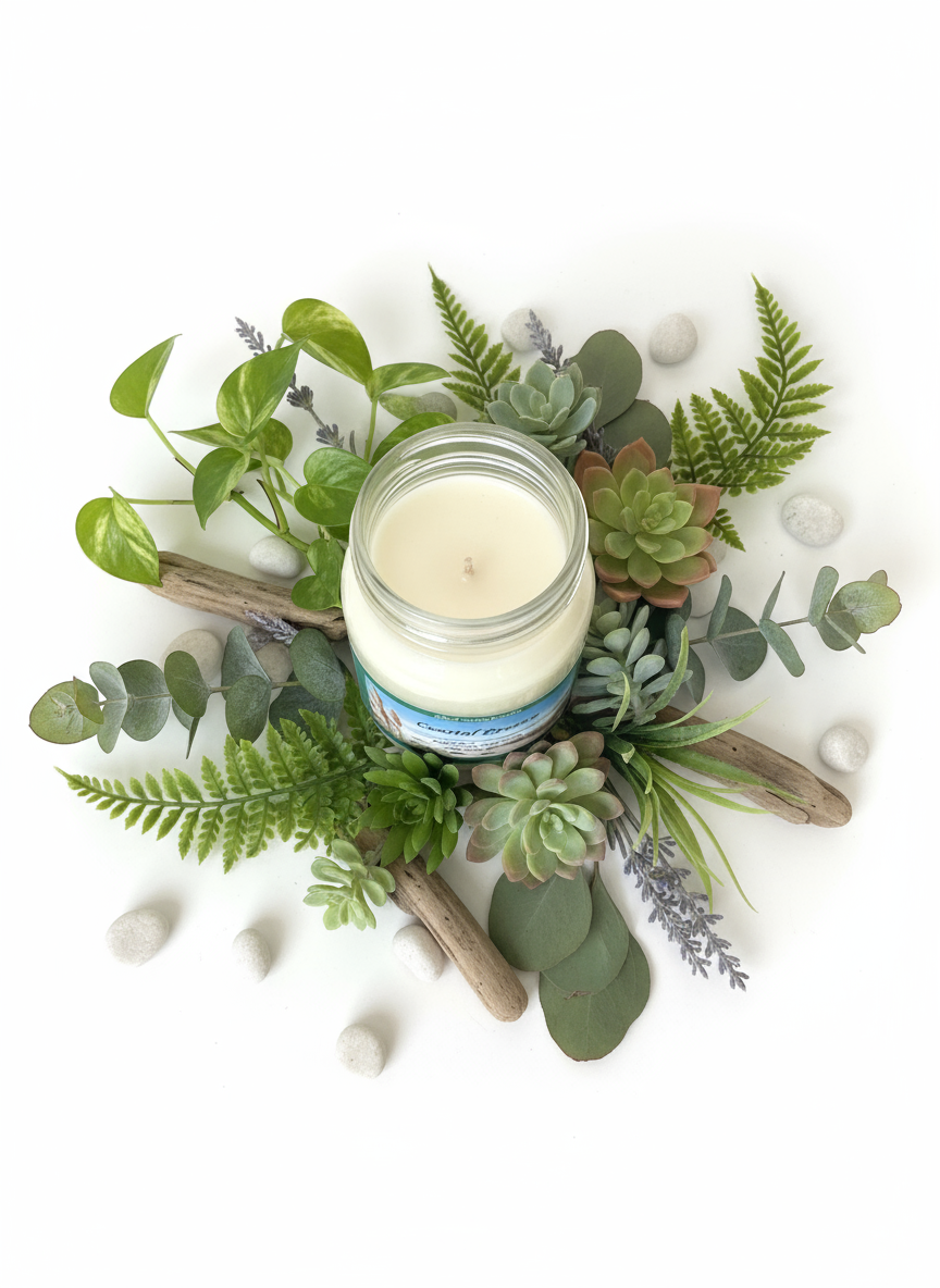 Coastal Breeze Scented Candle 16oz Single Cotton Wick Glass Jar