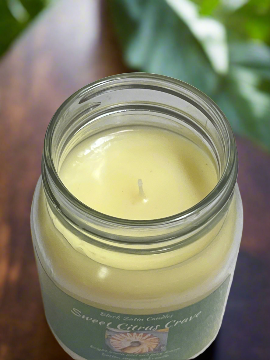 Sweet Citrus Crave Scented Candle 16oz Single Cotton Wickless Glass Jar