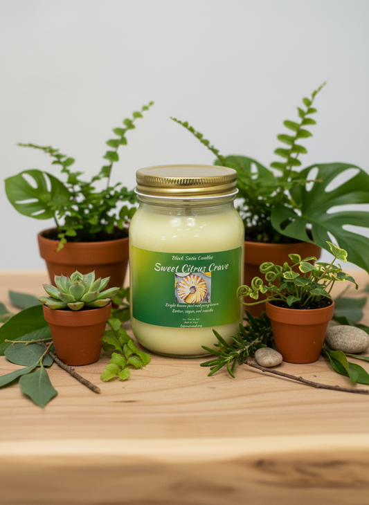 Sweet Citrus Crave Scented Candle 16oz Single Cotton Wickless Glass Jar