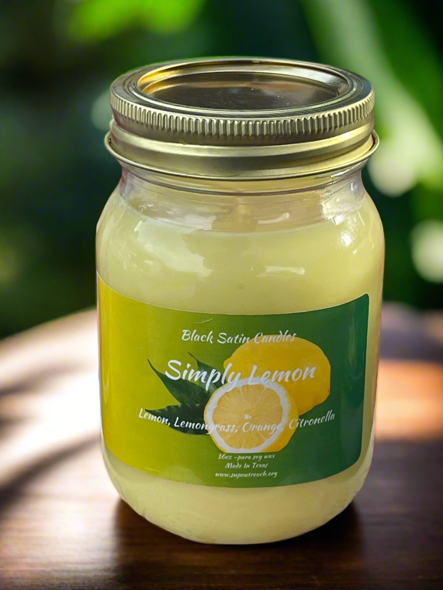 Simply Lemon 16oz Candle Cotton Wick Glass Jar