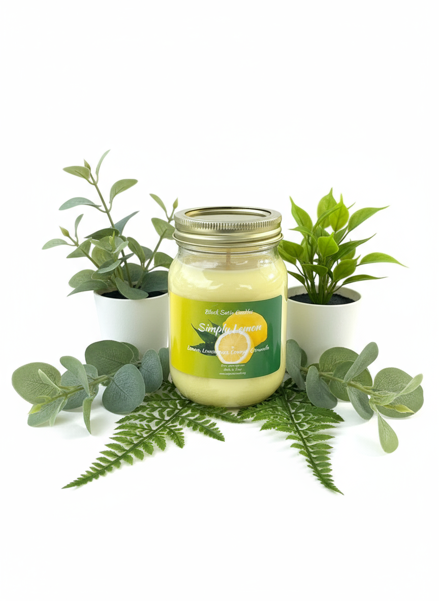 Simply Lemon 16oz Candle Cotton  Wick Glass Jar