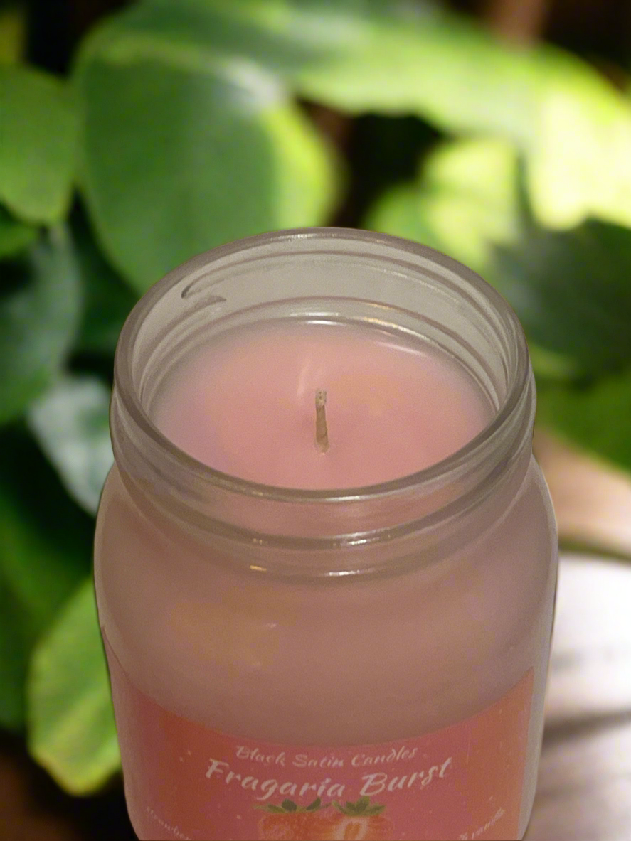 Fragaria Burst Scented Candle 16oz Single Cotton Wick Glass Jar