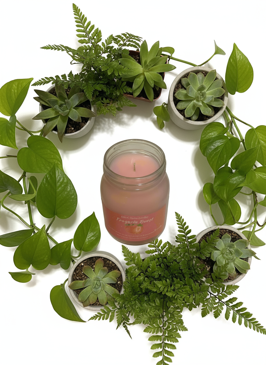 Fragaria Burst Scented Candle 16oz Single Cotton Wick Glass Jar