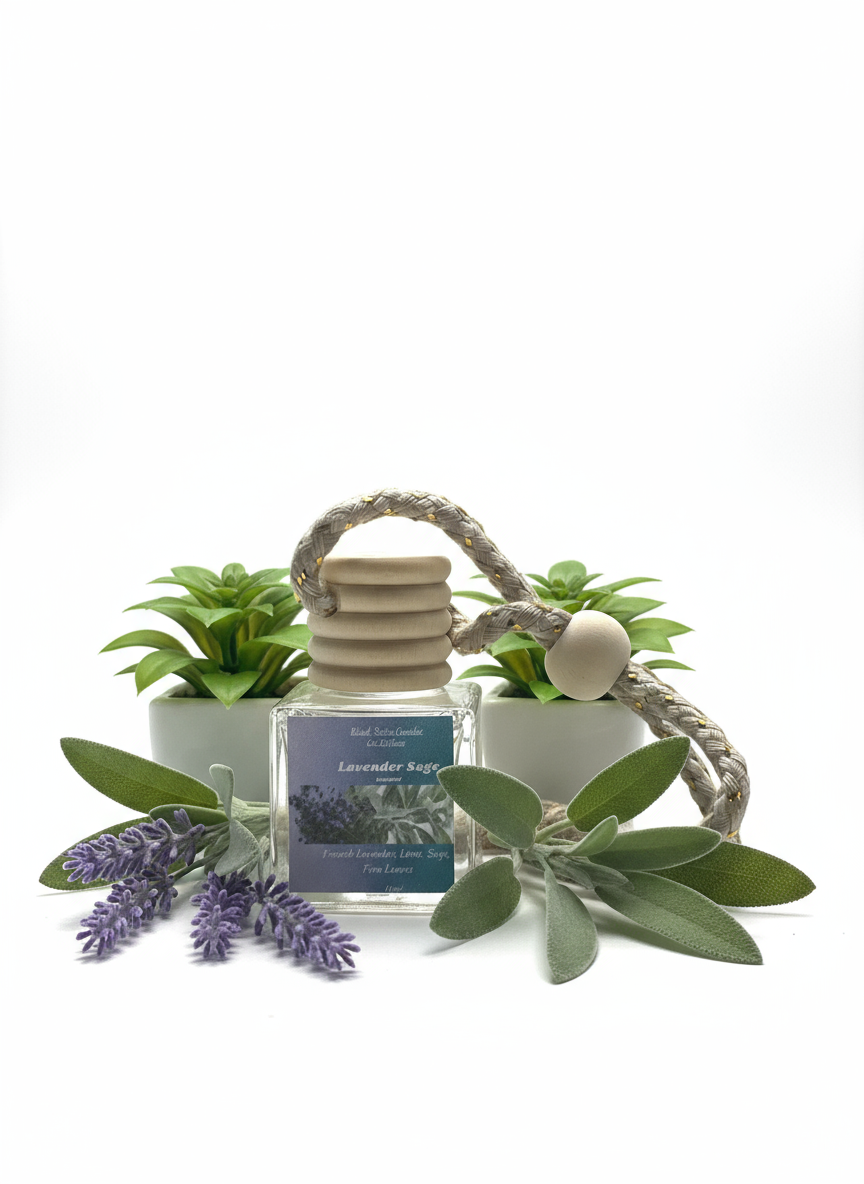 Lavender Sage Scented Car Diffuser 8ml Clear Air Refresher Fragrance Oil