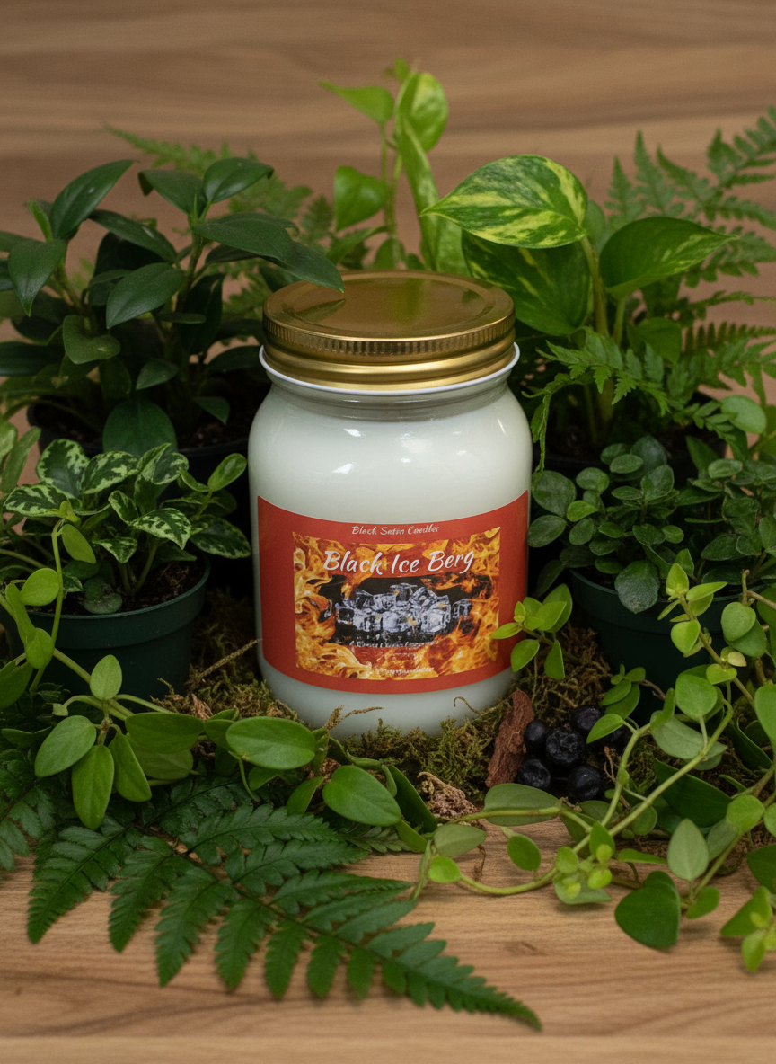 Black Iceberg Scented Candle 16oz Single Cotton Wick Glass Jar