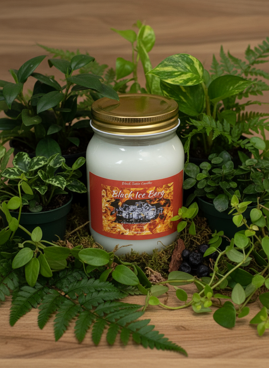 Black Iceberg Scented Candle 16oz Single Cotton Wick Glass Jar