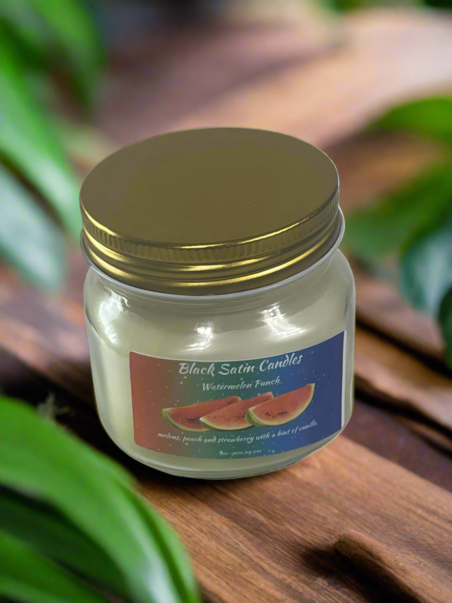 Watermelon Punch Scented Candle 8oz Single Wickless Glass Jar