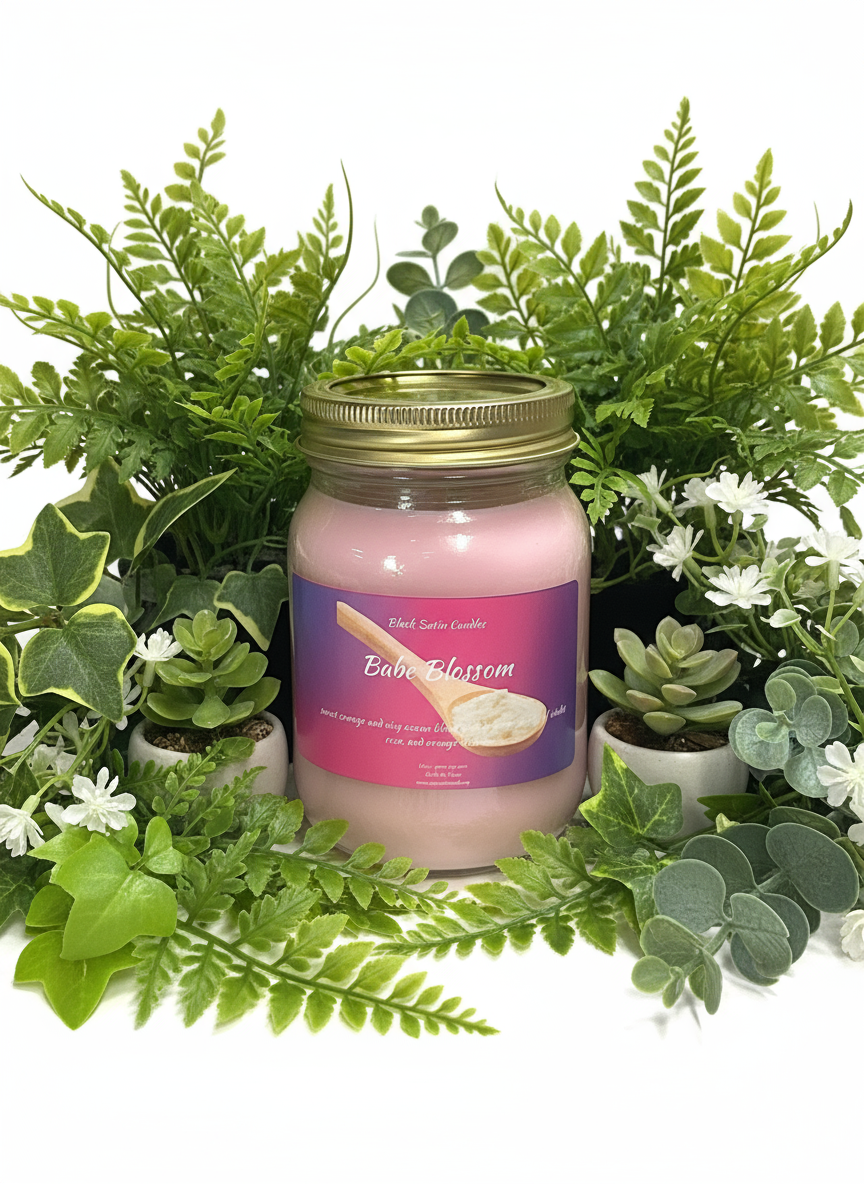Babe Blossom 16oz Candle Cotton  Wick Glass Jar