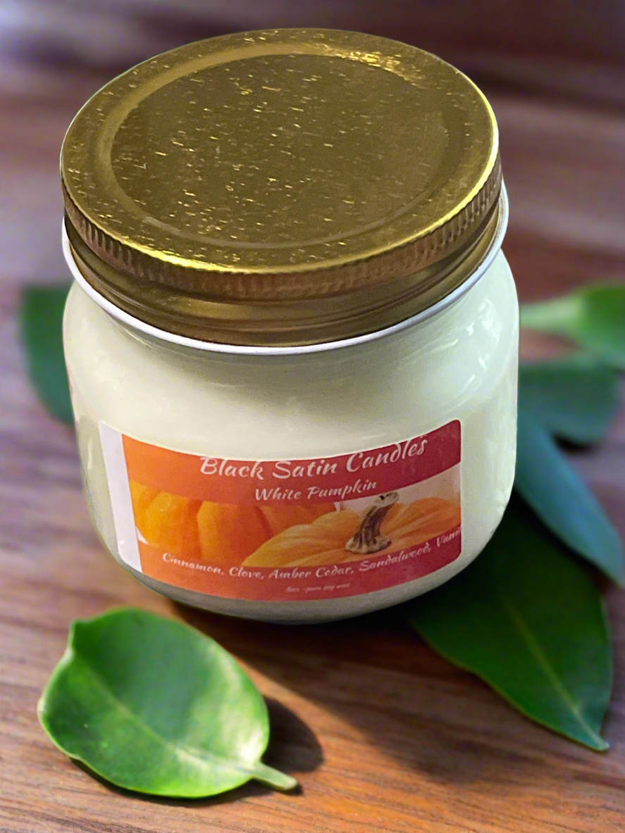 White Pumpkin Scented Candle 8oz Single Single Cotton Wick Glass Jar