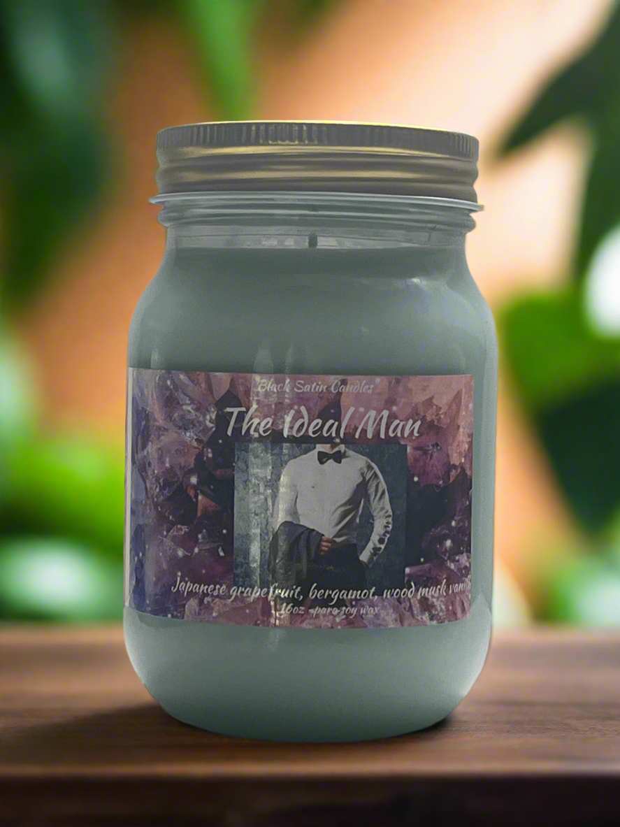 The Ideal Man Scented Candle 16oz Single Cotton Wick Glass Jar Specialty
