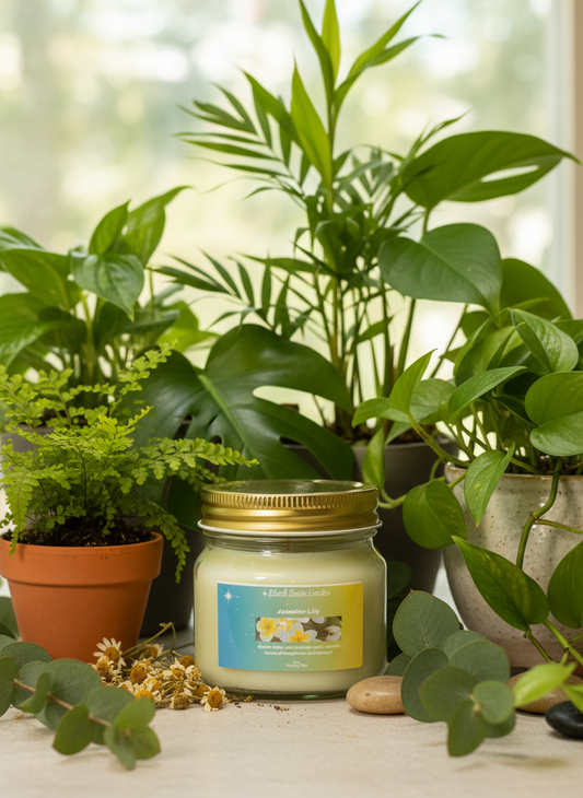Jasmine Lily Scented Candle 8oz Single Cotton Wick Glass Jar