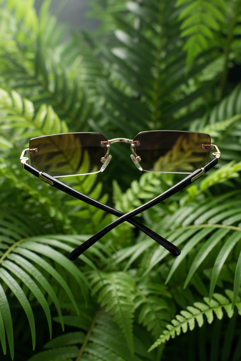 Frameless Gradient Glasses for Men & Women Brown Tinted