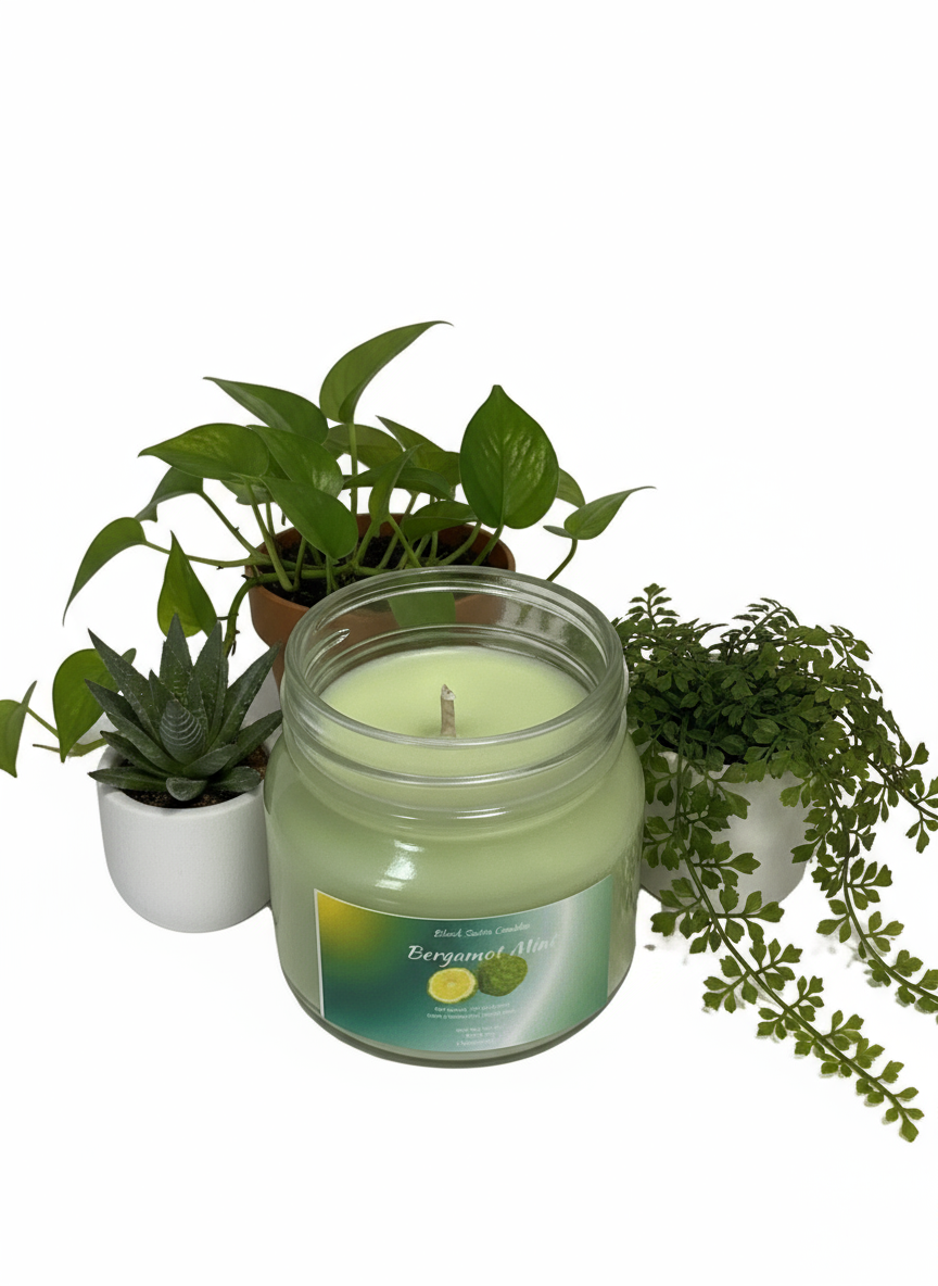 Bergamot Musk Scented Candle 8oz Single Cotton Wickless Glass Jar