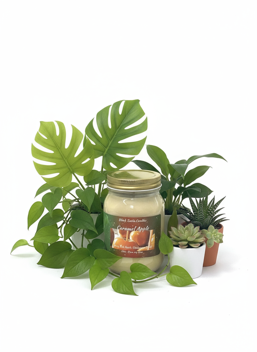 Caramel Apple Scented Candle 16oz Single Cotton Wick Glass Jar