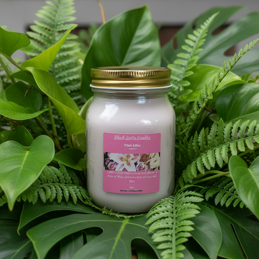 Pink Lilac Fragrance Scented Candle 16oz Single Cotton Wick Glass Jar