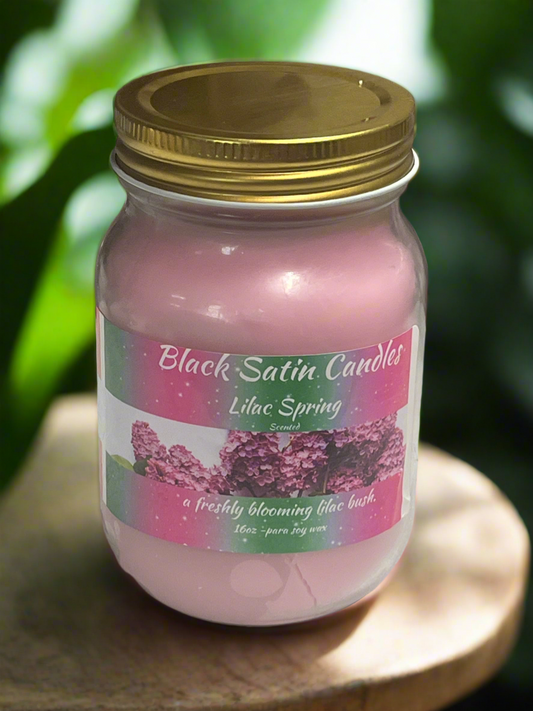 Lilac Spring Fragrance Scented Candle 16oz Single Cotton Wick Glass Jar