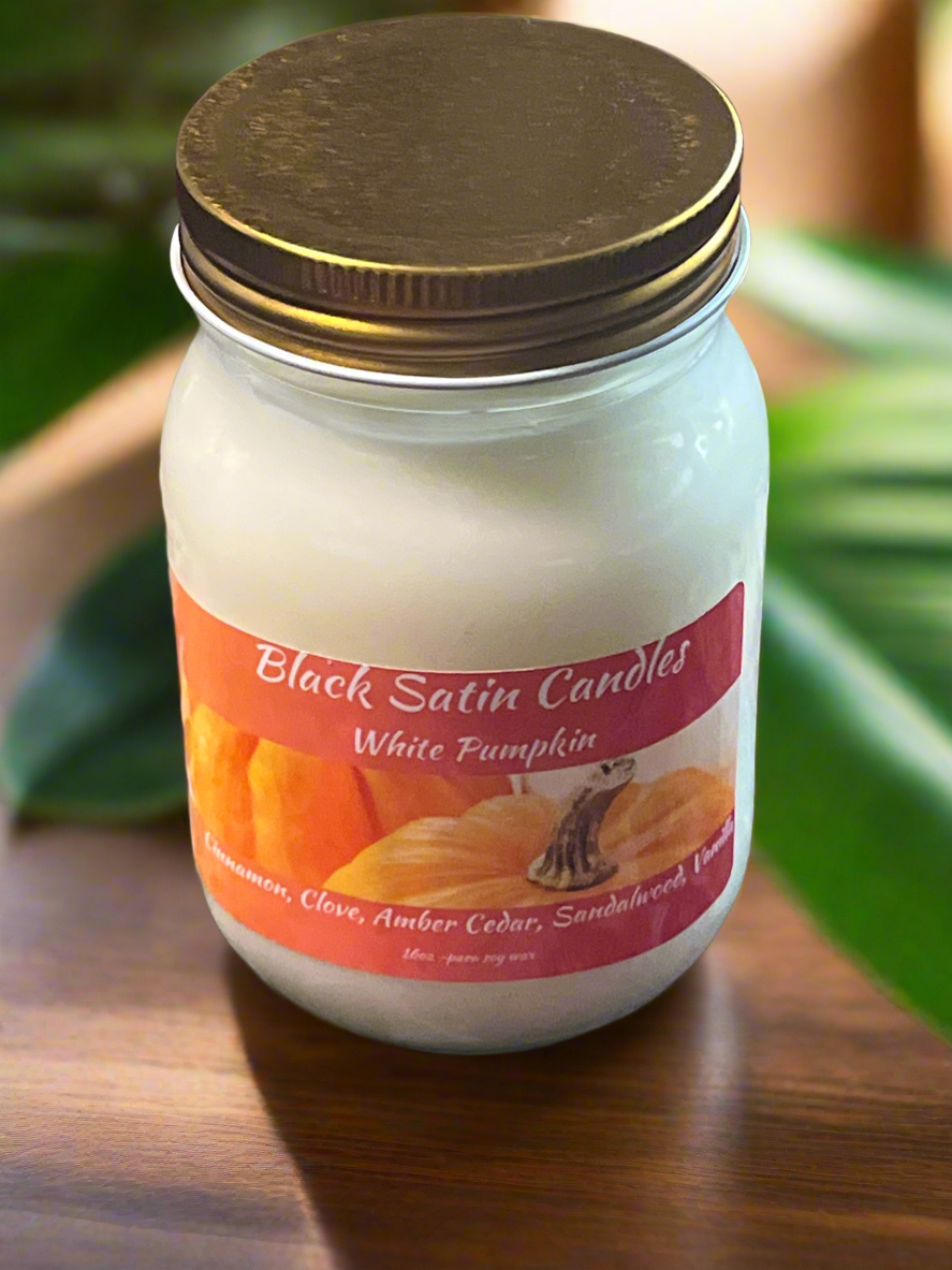 White Pumpkin Scented Candle 16oz Single Cotton Wick Glass Jar