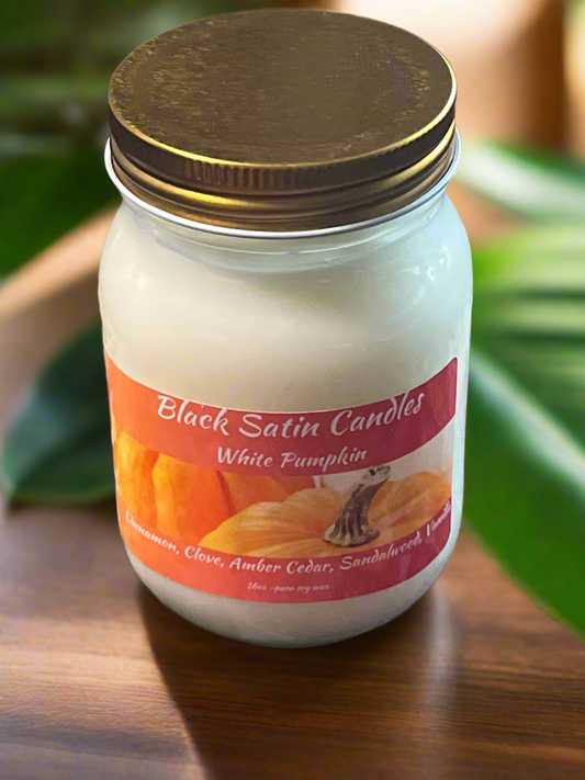 White Pumpkin Scented Candle 16oz Single Cotton Wick Glass Jar