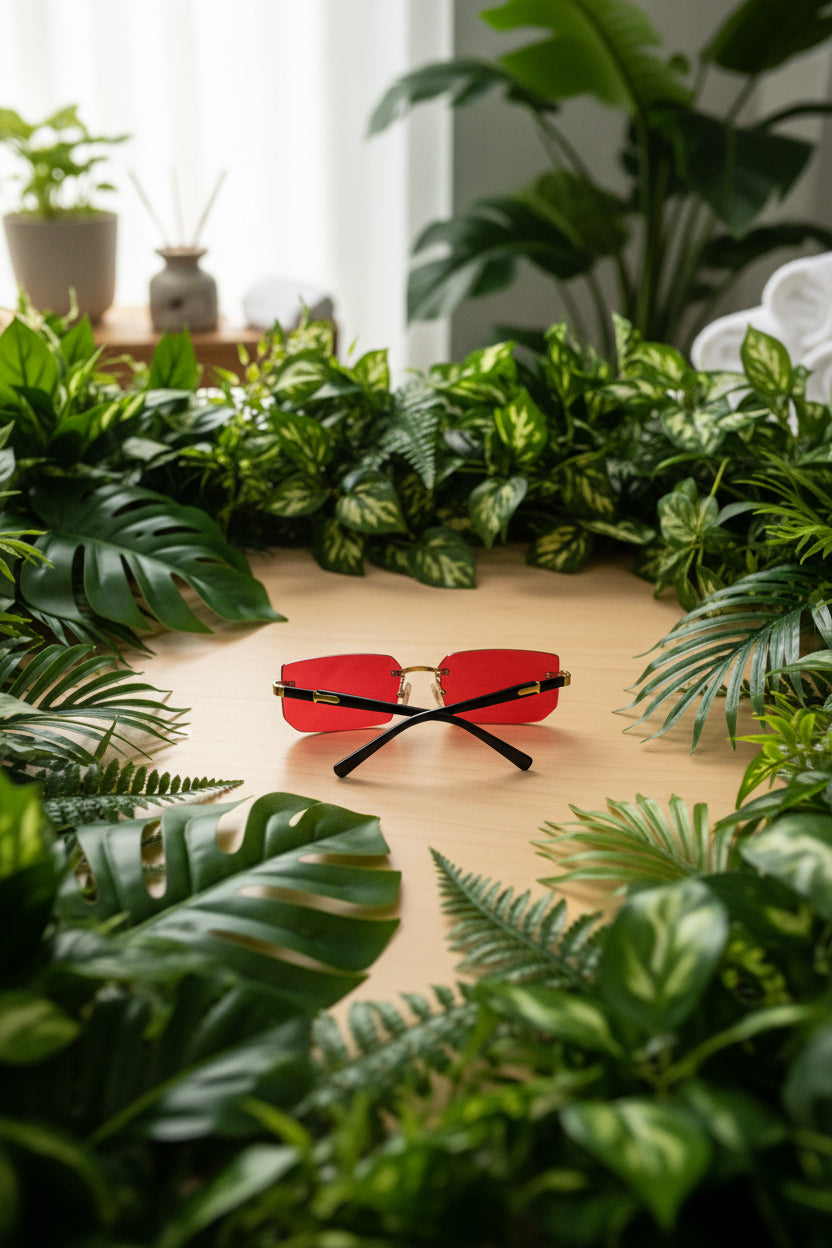 Frameless Gradient Glasses for Men & Women Red Tinted