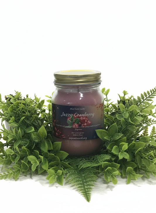 Jazzy Cranberry Scented Candle 16oz Single Cotton Wick Glass Jar