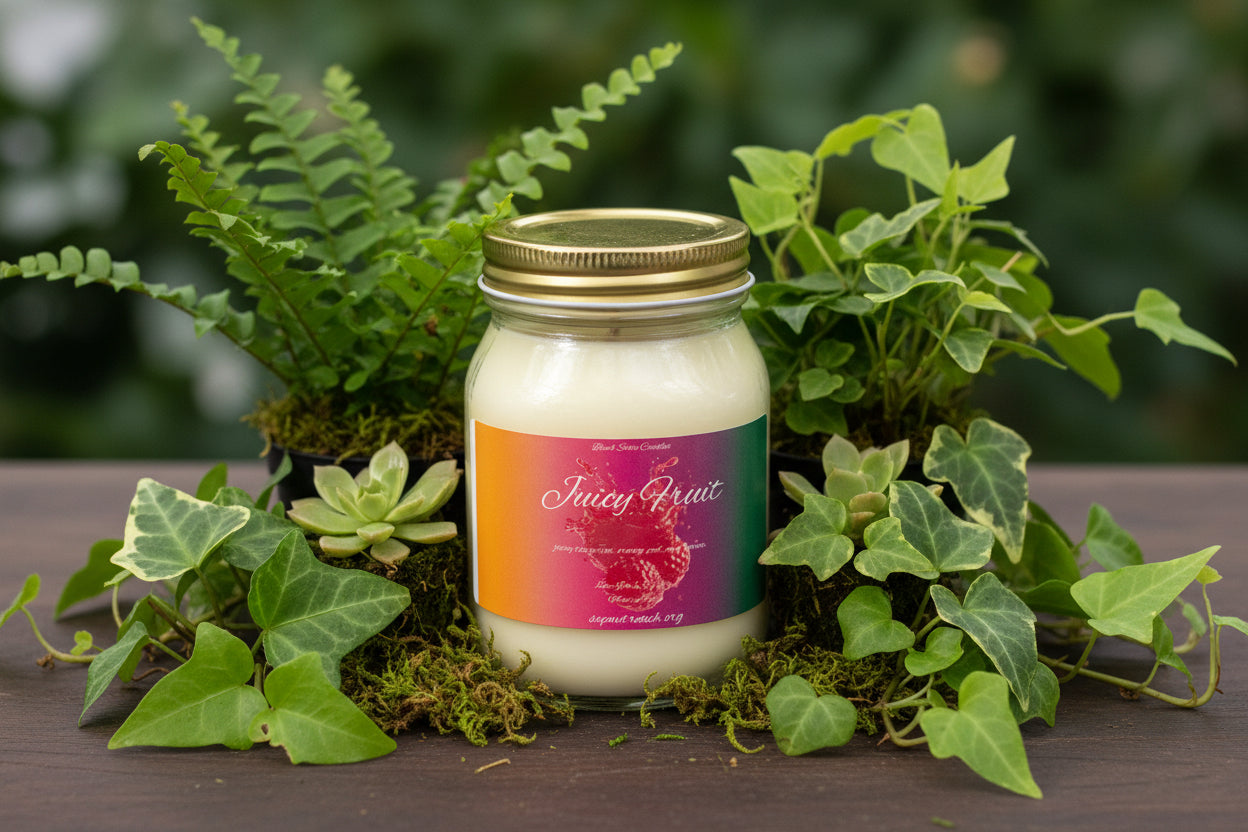 Juicy Fruit Scented Candle 16oz Single Cotton Wick Glass Jar