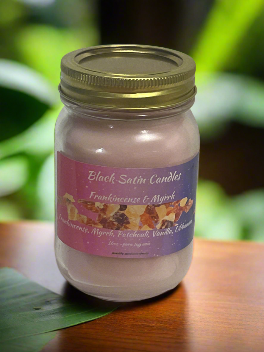 Frankincense & Myrrh Fragrance Scented Candle 16oz Single Cotton Wick Glass Jar
