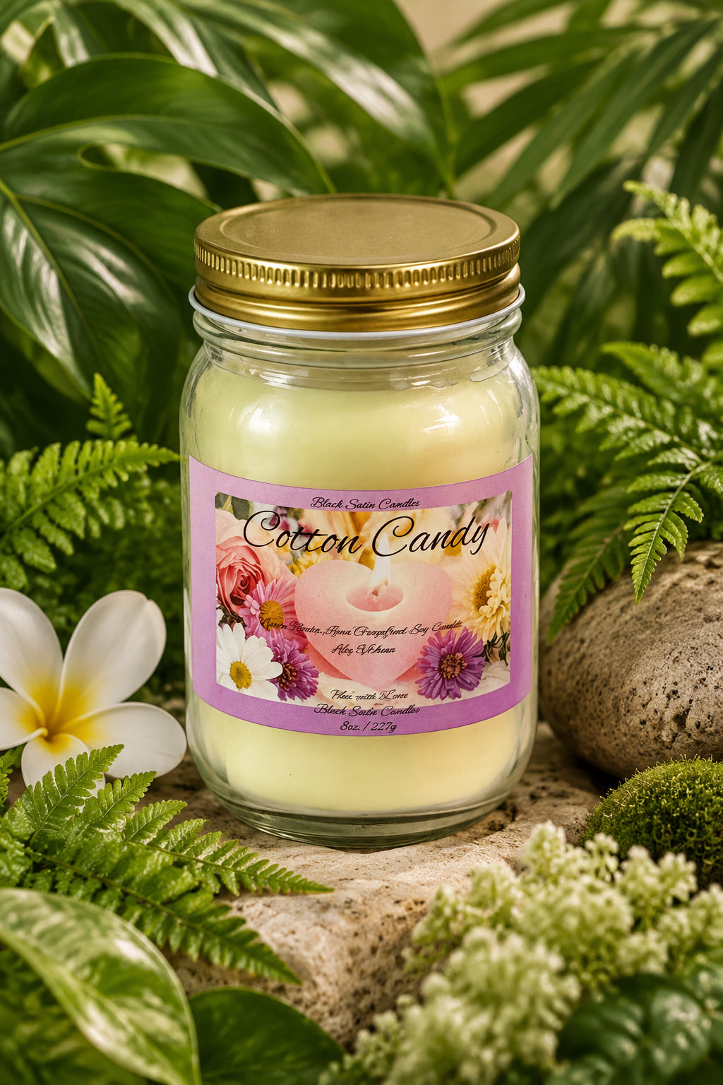Cotton Candy Scented Candle 16oz Single Cotton Wick Glass Jar