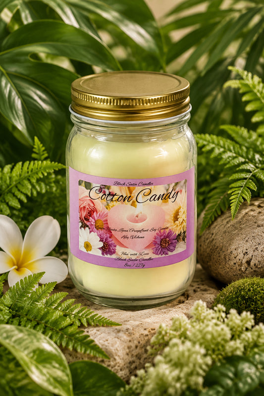 Cotton Candy Scented Candle 16oz Single Cotton Wick Glass Jar