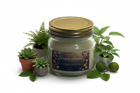 Simply Lemon Scented Candle 8oz Cotton Wick Glass Jar
