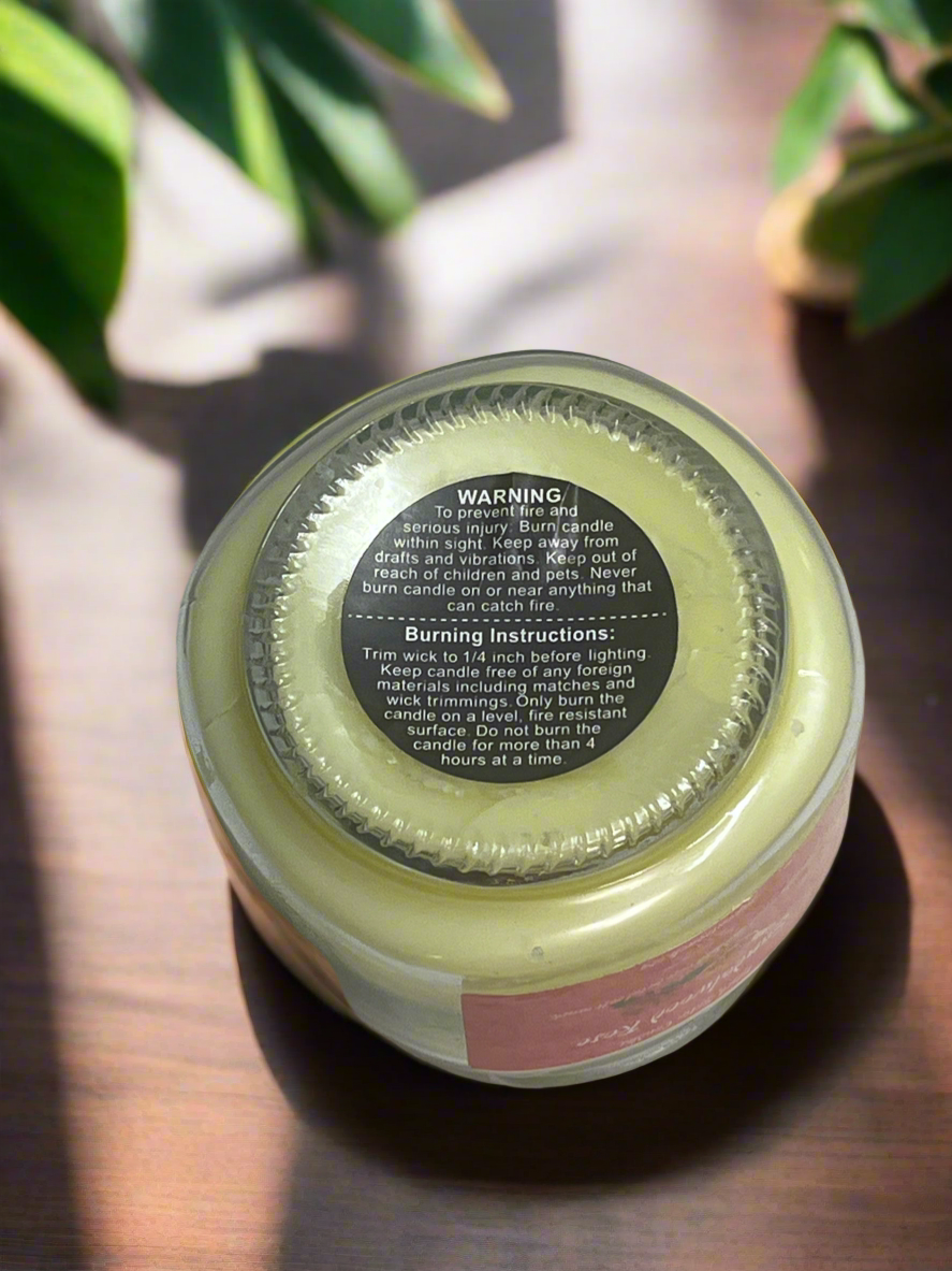 Sandalwood Rose Scented Candle 8oz Single Cotton Wick Glass Jar