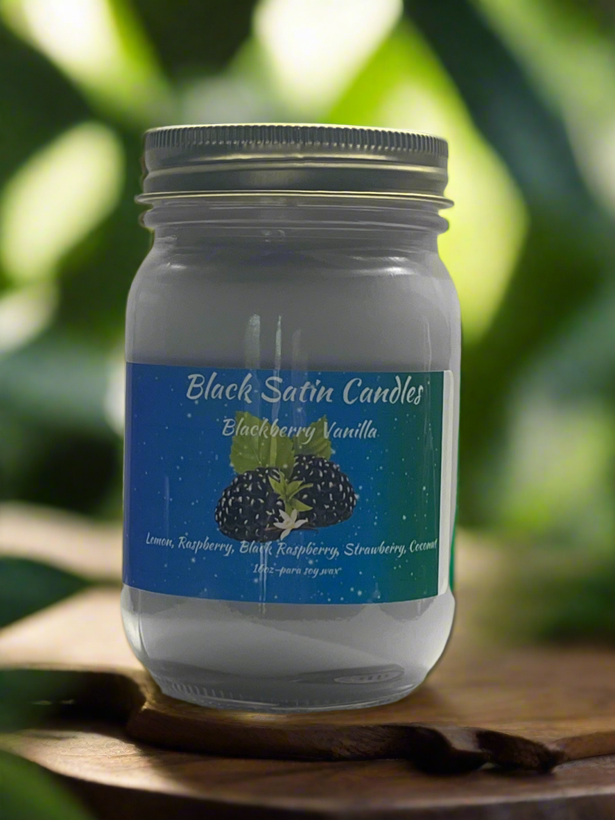 Blackberry Vanilla Scented Candle 16oz Wickless Glass Jar