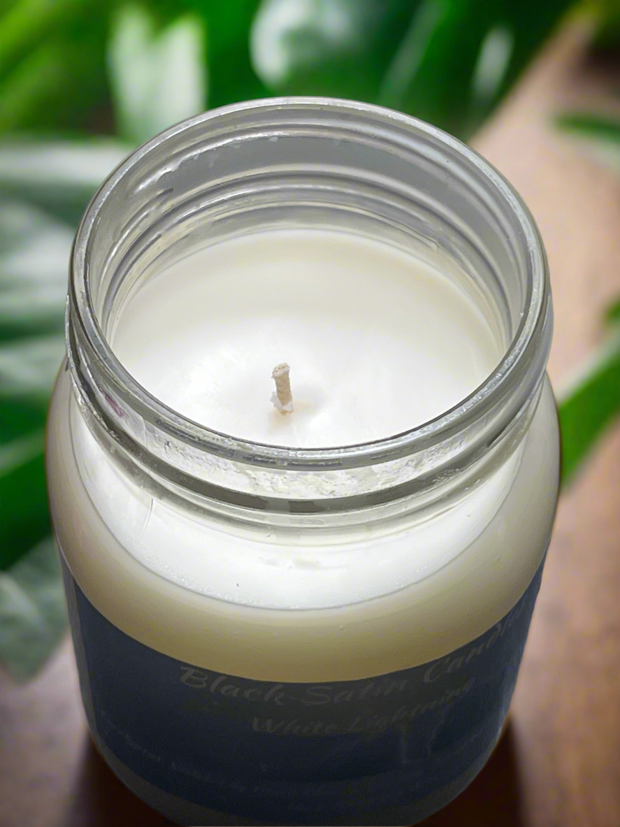 White Lighting Scented Candle 16oz Single Cotton Wick Glass Jar