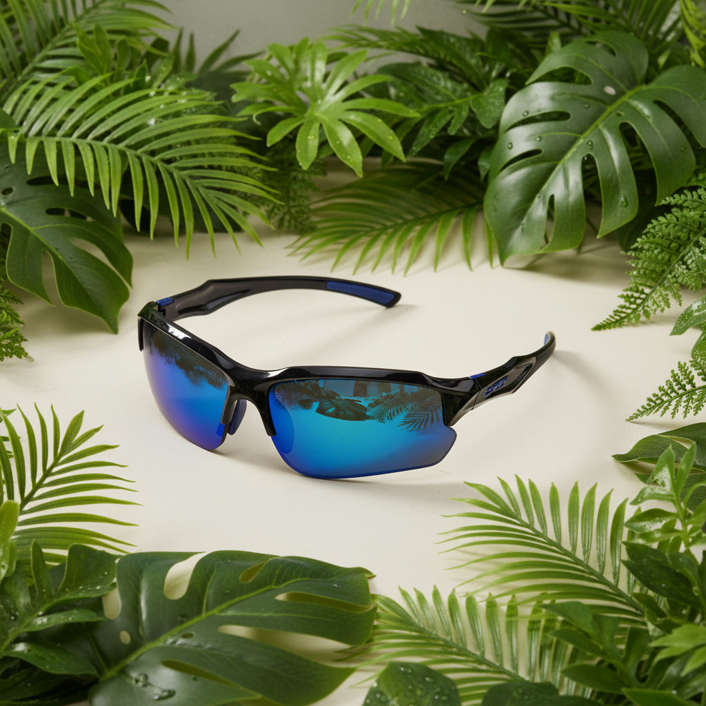 Men & Women Universal Sunglasses Trendy Sporty Style Sun Eyewear Black and Blue Frame