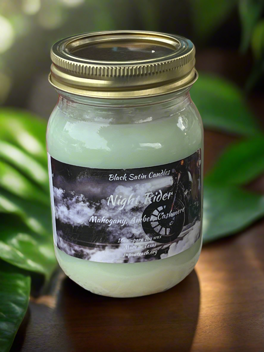 Night Rider 16oz Candle Cotton  Wick Glass Jar