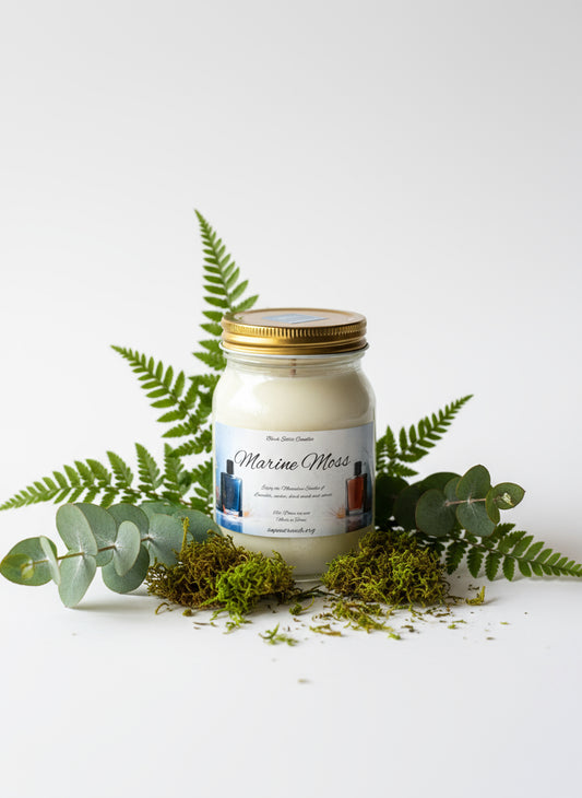 Marine Moss Scented Candle 16oz Single Cotton Wick Glass Jar