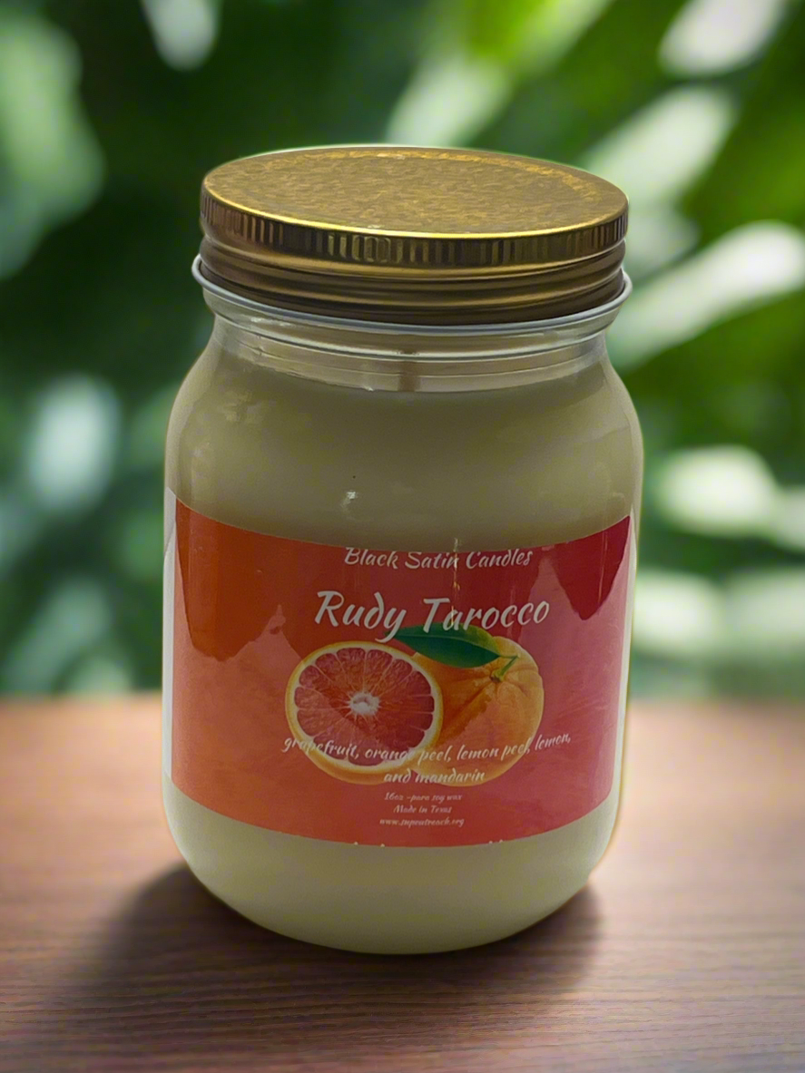 Ruby Tarocco 16oz Candle Cotton  Wick Glass Jar