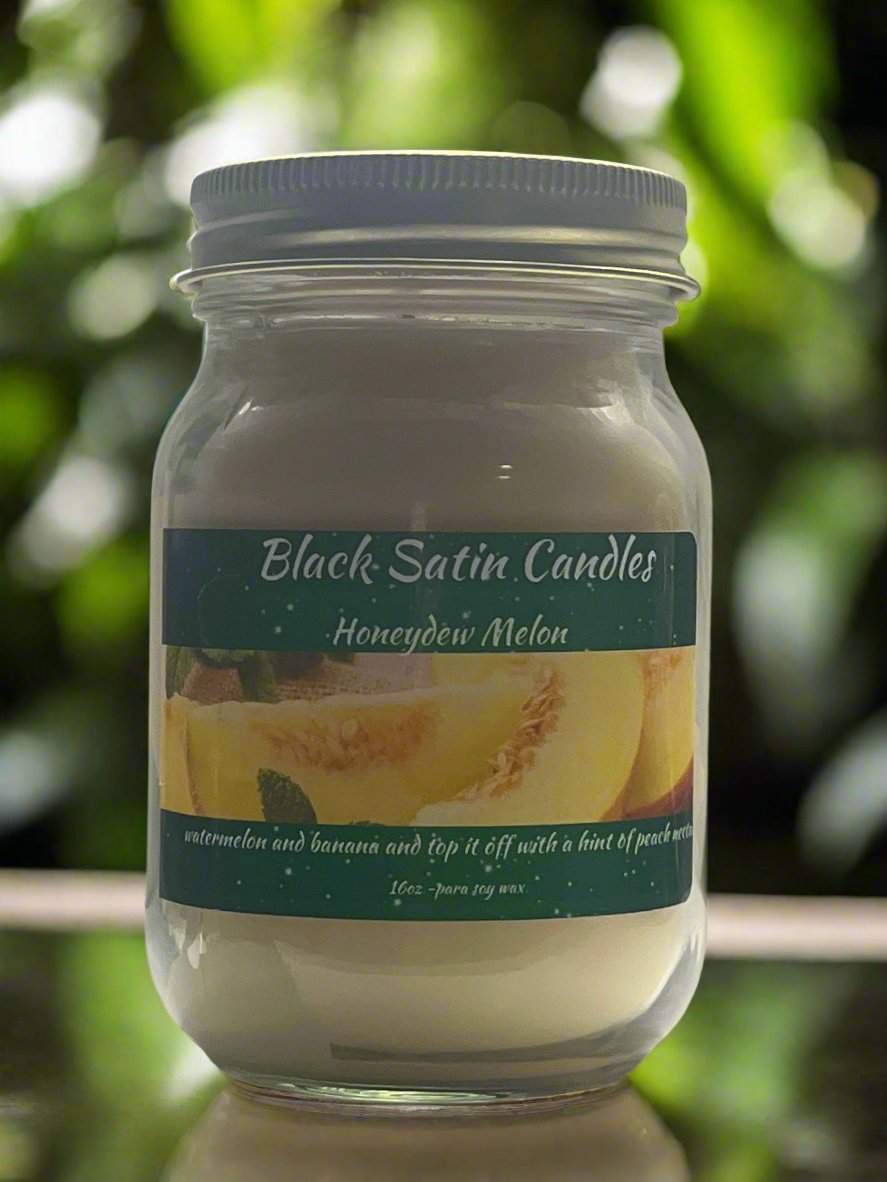 Honeydew Melon Scented Candle 16oz Single Cotton Wick Glass Jar