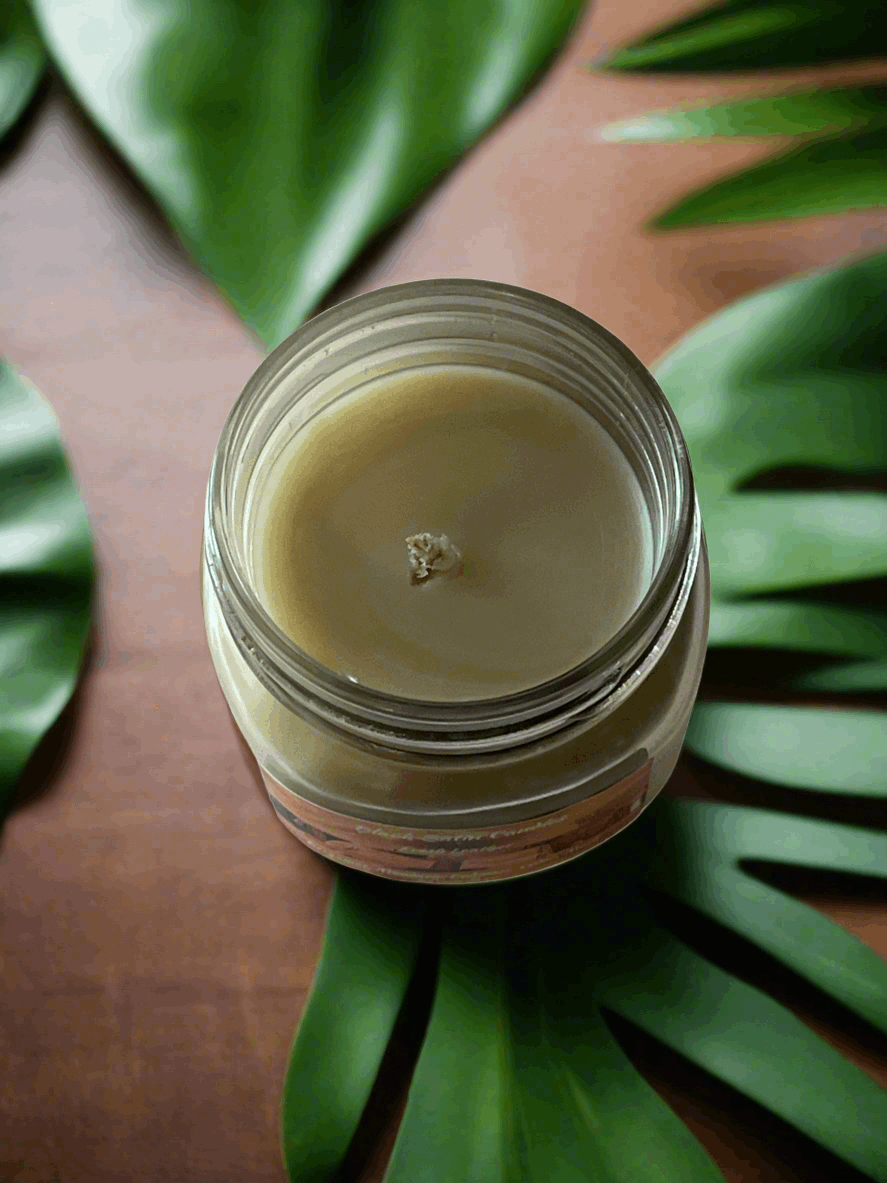 Fresh Leather Scented Candle 8oz Single Cotton Wick Glass Jar