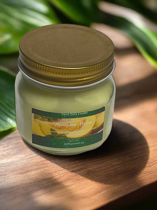 Honeydew Melon Scented Candle 8oz Single Cotton Wick Glass Jar